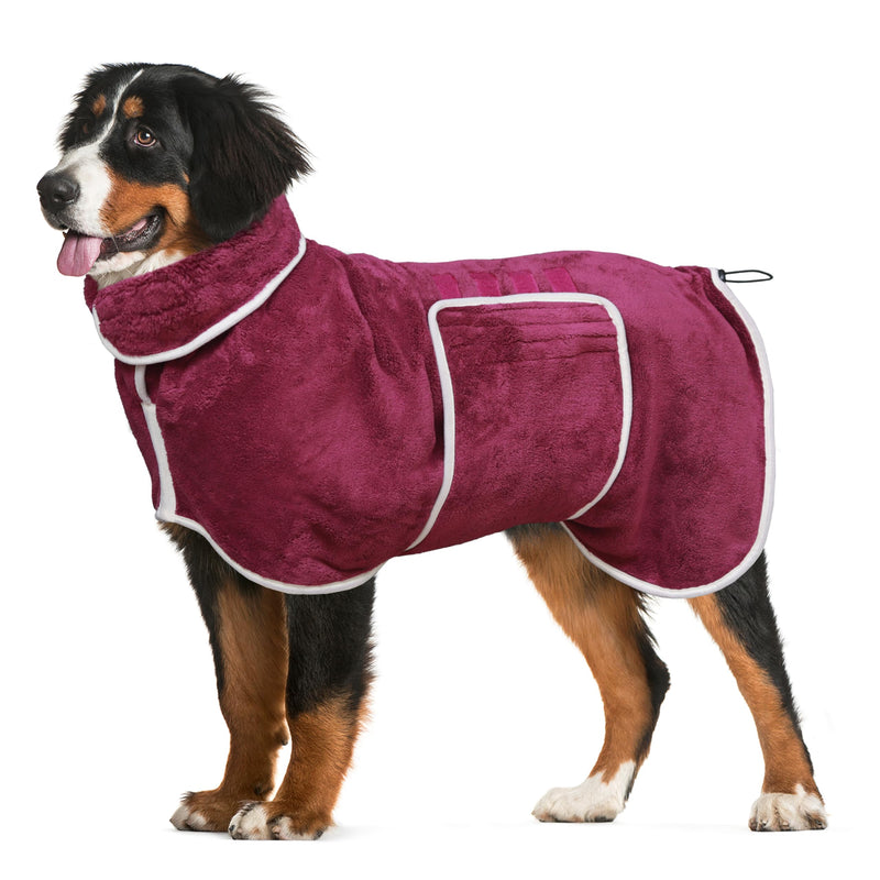 Dog Bathrobe Towel Dog Drying Coat - Super Absorbent Dog Towels Bath Robe for Drying Dogs Large, Soft Adjustable Collar & Belly Strap Fast Drying Coat Pet Dog Cat Bath Robe Towel (Purple, 3X-Large) Purple - BeesActive Australia