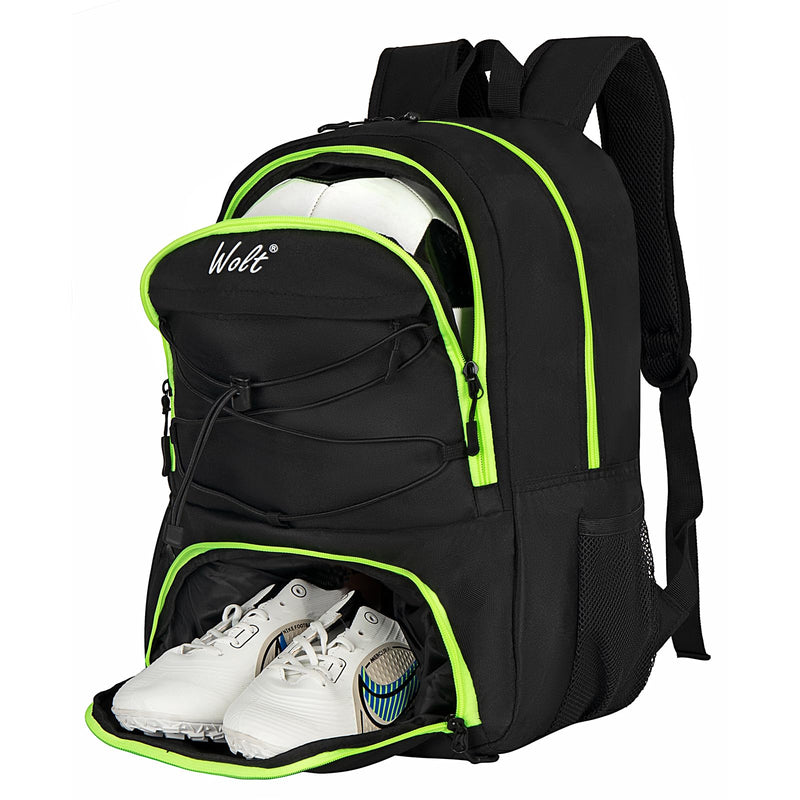 WOLT Soccer Backpack Soccer Bag with Ball Holder & Shoes Compartment, Sport Equipment Bags For Football, Basketball, Volleyball, Gym LemonGreen - BeesActive Australia