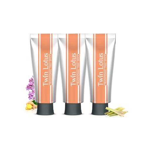Twin Lotus Natural Herbal Thai Flavor Toothpaste, Fluoride Free,Non GMO,Nature Curcumin Clove Toothpaste,Improve Oral Health Remove Tartar,3.52oz 3 PKs