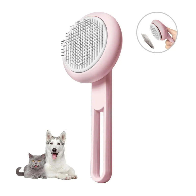 Self Cleaning Brush, Dog Cat Pet Grooming Shedding Self Cleaning Brushes, Pet Massaging Brush Suitable for Cats & Dog with Long or Short Hair