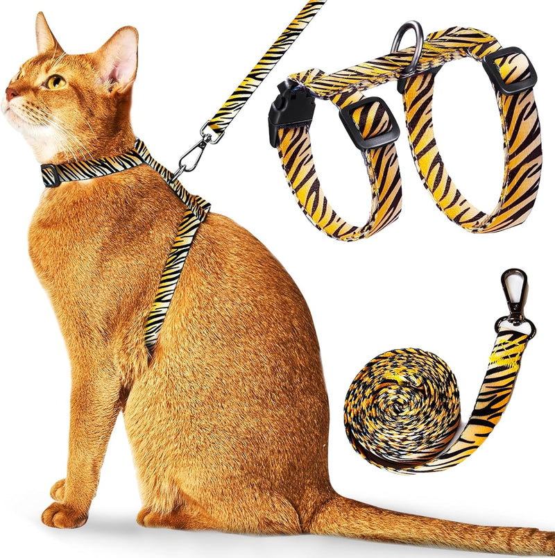 Cat Harness and Leash Escape Proof, Adjustable Soft Kitten Leash for Outdoor Walking & Travel with Breathable Nylon, 4.9ft Cat Leash for Adult - Lightweight & Safe Large Cat Harness [M] Neck Girth: 12.2"-15.7", Chest Girth: 15.7"-20.47" - BeesActive Australia