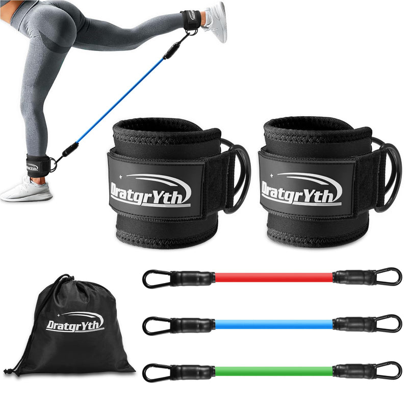 Ankle Resistance Bands with Cuffs, Resistance Bands for Leg, Ankle Bands for Working Out, Booty Workout Equipment for Kickbacks Hip Fitness Training Ankle Strap with Exercise Bands for Women BLACK - BeesActive Australia