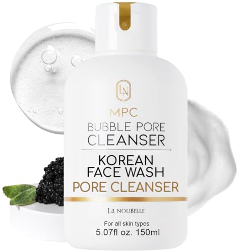 MPC Bubble Pore Cleanser, Korean Face Wash, Gentle Deep Pore Facial Cleanser with Caviar, Blackhead Makeup Remover, Pore Minimizer, Hydrating, Exfoliator, Oily, Dry Skin 5.07 fl oz 5.07 Fl Oz (Pack of 1)