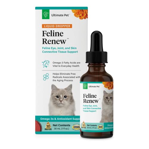 Ultimate Pet Nutrition Feline Renew, Advanced Omega-3 Immune, Joint, and Skin Connective Tissue Support Supplement for Cats, 30 Servings - PawsPlanet Australia