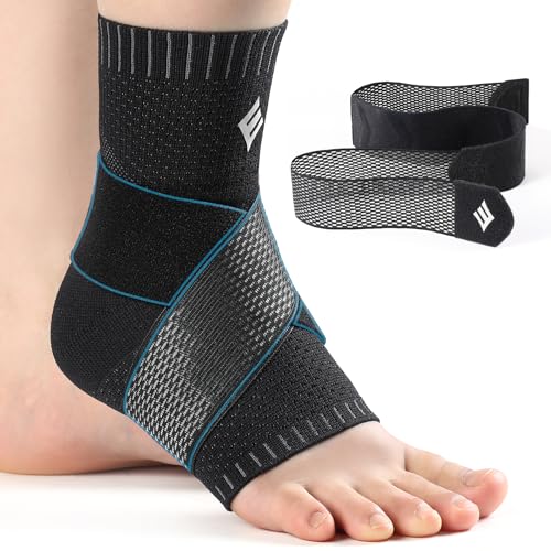 NEENCA Compression Ankle Sleeve with Removable Figure-8 Strap Black Large Left