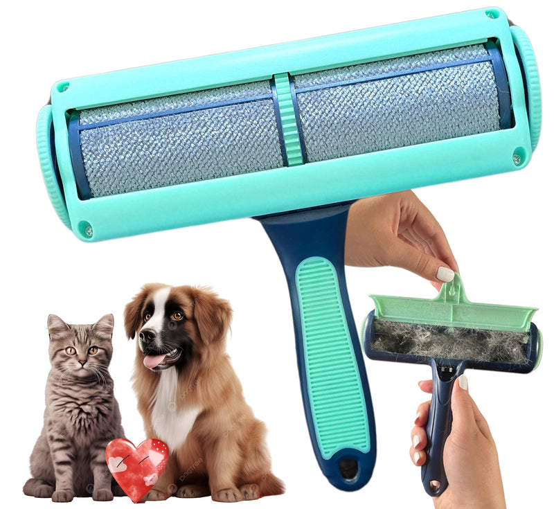Reusable Pet Hair Remover-Lint Roller for Couch, Furniture, Carpet, Clothing and Bedding, Eco-Friendly Cat and Dog Hair Remover, Portable Pet Hair Removal Tool in Mint Green - BeesActive Australia