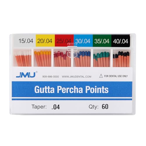 JMU Dental Gutta Percha Points .04 Taper #15-40 Assorted 60 Pcs/Pack