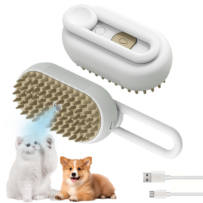 Cat Steam Brush Cat Brush for Shedding Steam Cat Brush Dog Brush with Steam Self Cleaning Pet Hair Cleaning Brush Comb for Cats Dogs Spray 3 in 1 Cat Brush for Pet Grooming (grey) Grey - BeesActive Australia
