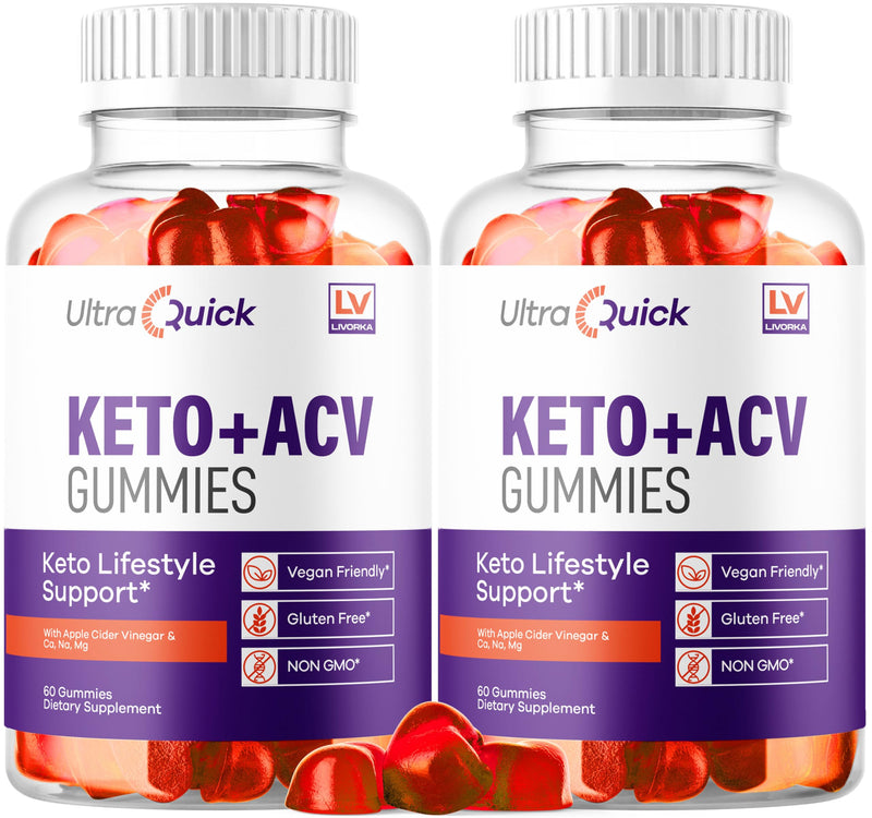 (2 Pack) Ultra Quick Keto ACV Gummies Weight Loss, Ultra Quick Keto ACV Gummies, UltraQuick Keto ACV Gummies, UltraQuick Keto Plus ACV Support Gummies, Ultra Quick Weight Loss Gummies for 2 Months 60 Count (Pack of 2)