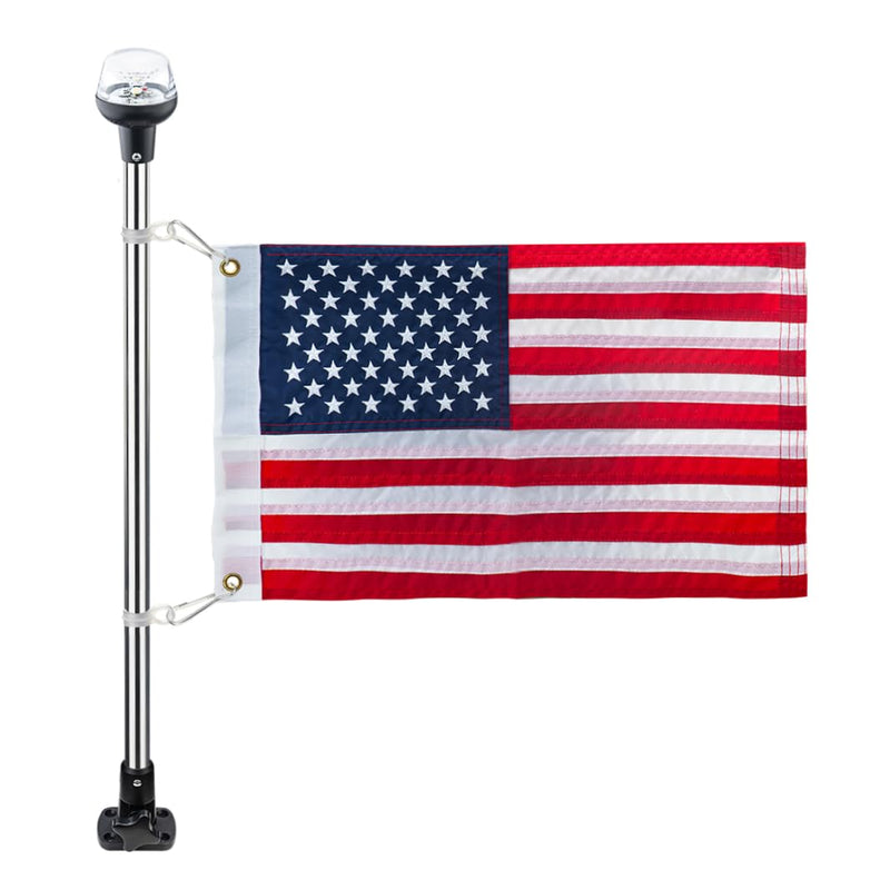 Pactrade Marine Navigation Lights for Boats LED - 24-Inch White LED Folding Stern Lights for Boats with American Flag 12x18 Inches (93 LM, 2 NM) | Boat Navigation Lights, American Flags for Boats Model D (93 LM)