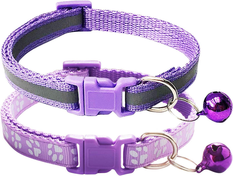 Cat Collar with Bell 2-Pack. Also use as Dog Collars for Small Dogs. Best Used as a Small Dog Collar. Color (Purple) Purple - BeesActive Australia