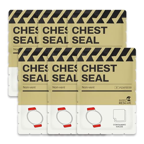 RHINO RESCUE Non-Vented Chest Seal, IFAK First Aid Supplies (6 Count) No-Vent 6