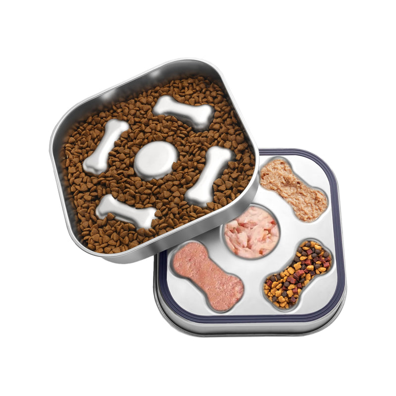 Slow Feeder Dog Bowls, 100% Food-Grade Stainless Steel Non-Slip Dog Food Bowl,Both Sides Can Be Used Dog Slow Feeder Bowl, 2Cups Capacity for Small and Medium Dogs to Slow Down Eating, Easy to Clean - BeesActive Australia