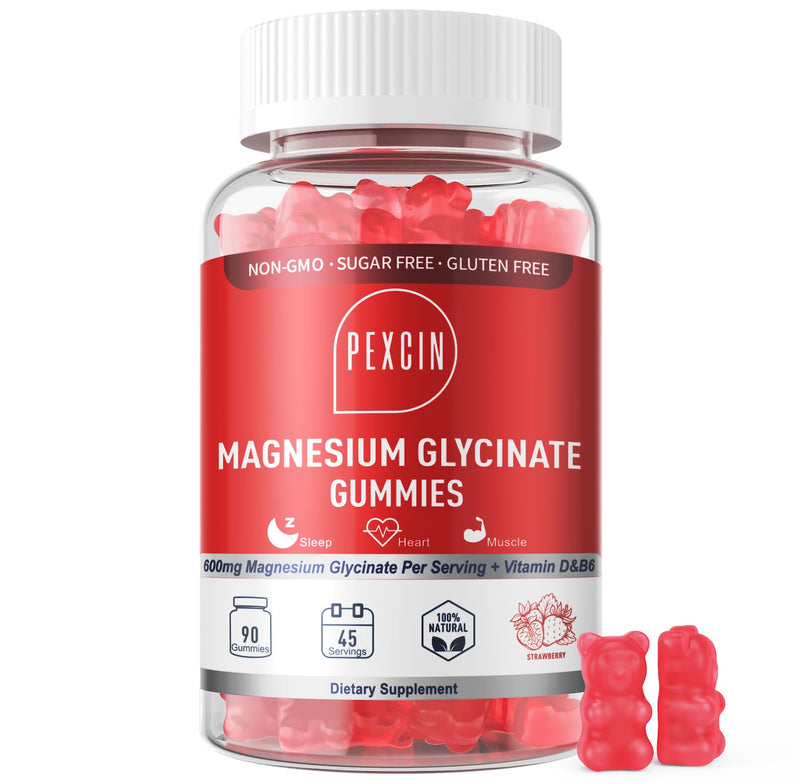 Magnesium Glycinate Gummies for Adults & Kids, 1000mg High Absorption Magnesium Complex Supplement, Sugar Free with Potassium,Vitamins for Calm, Sleep Supprt, Stress Relief, 90 Counts Strawberry 90 Count (Pack of 1)