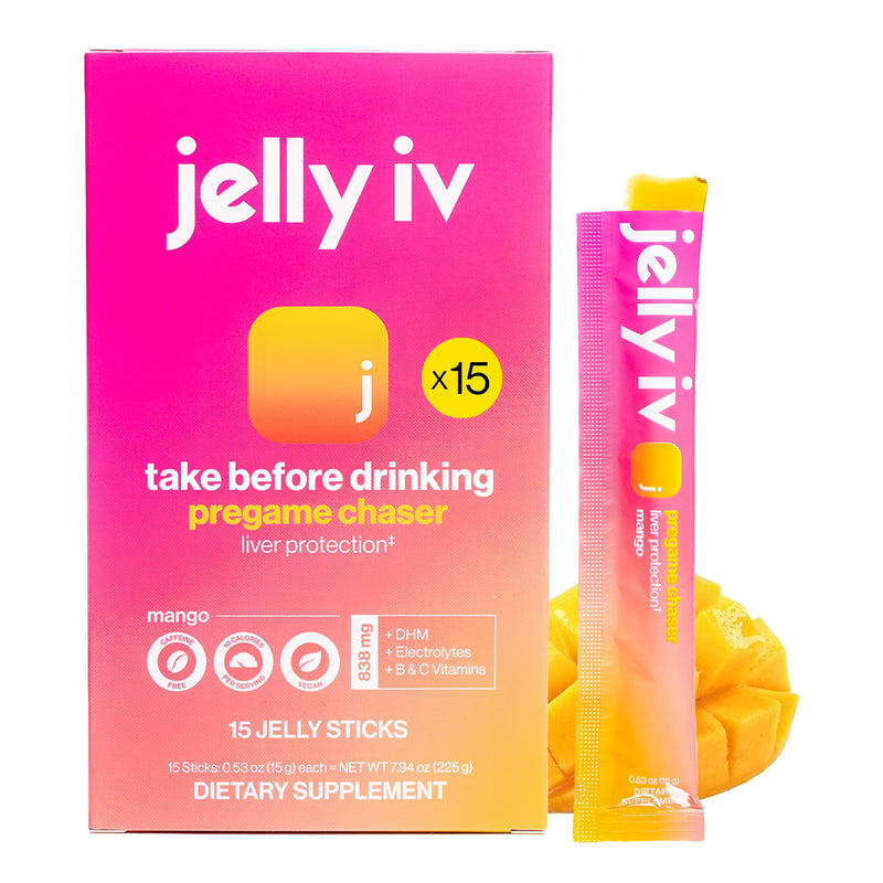 Fast Morning Relief Supplement Stick by Jelly IV - Natural Electrolytes & Liver Support Recovery - Nausea Reducing DHM - B Vitamins - Plant-Based Flavored Jelly Sticks - 15 Pack 1 Count (Pack of 15)