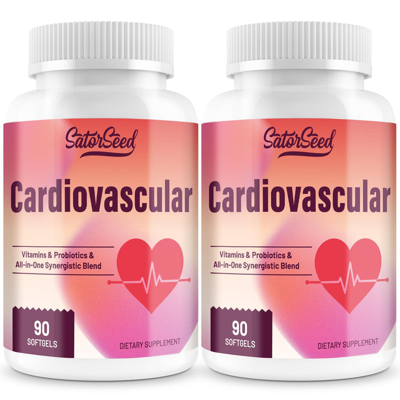 Cardiovascular Supplement 3000MG Multi-Vitamins, Probiotics, Omega-3 & CoQ10 Synergistic Blend for Adults (2 Bottle) 90 Count (Pack of 2)