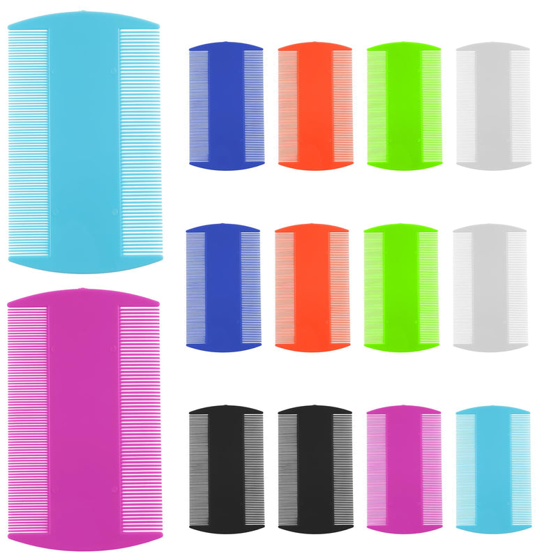 Flea Comb Lice Comb Double Sided Dandruff Comb Cat Comb Plastic Flea Comb for Cats Fine Teeth Pet Comb for Cat Dog To Keep Skin Healthy And Hair Soft 14 Pcs (Multi-color) - BeesActive Australia