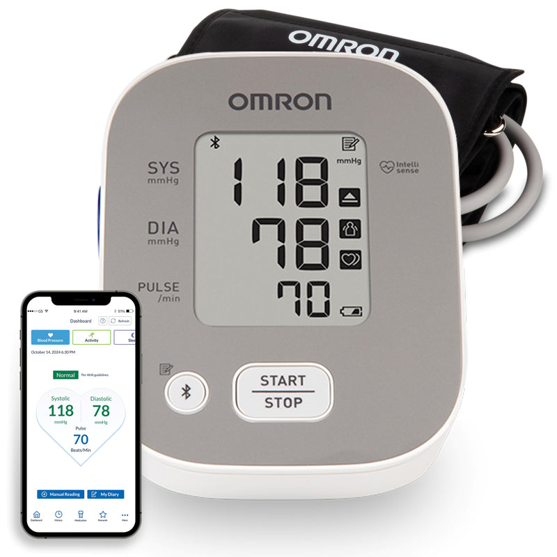 OMRON Bronze Blood Pressure Monitor for Home Use & Upper Arm Blood Pressure Cuff - #1 Doctor & Pharmacist Recommended Brand - Clinically Validated - Connect App 14 Readings - BeesActive Australia