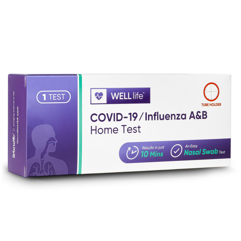 WELLlife Covid-19/Flu A&B Home Test, Flu Test 3-in-1 Covid Flu Home Test Kit FDA Authorised Covid Test Result in 10 Minutes Self Cheking at Home, 1 Test 1T