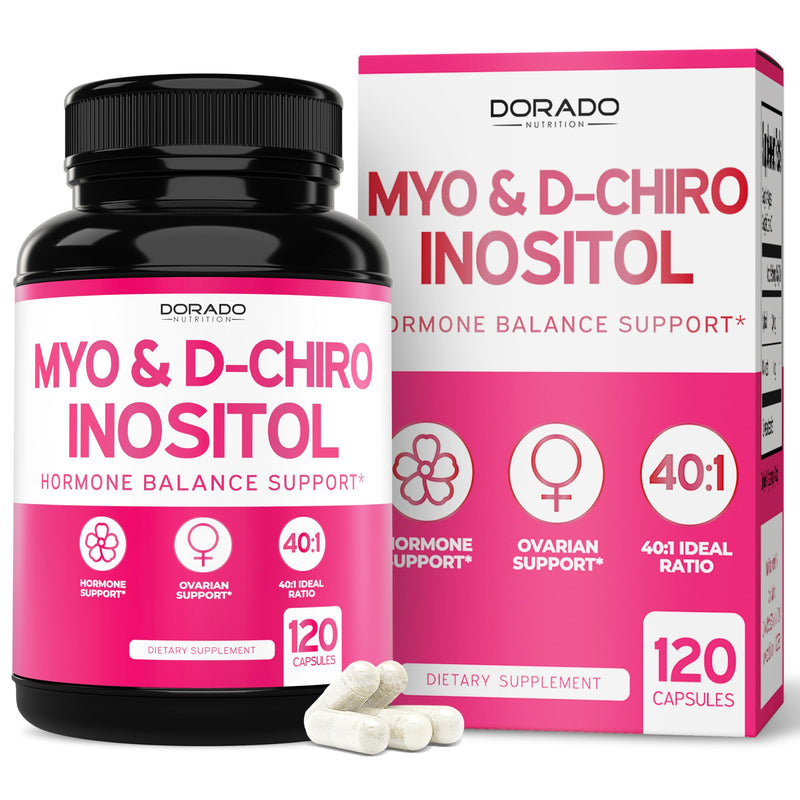Myo-Inositol & D-Chiro Inositol Supplement For Women (120 Capsules, 2050mg Per Serving Ideal 40:1 Ratio Myo Inositol) Hormone Balance for Women - Third Party Tested, Vegan Safe & USA Made - 120 Count 120 Count (Pack of 1) - BeesActive Australia