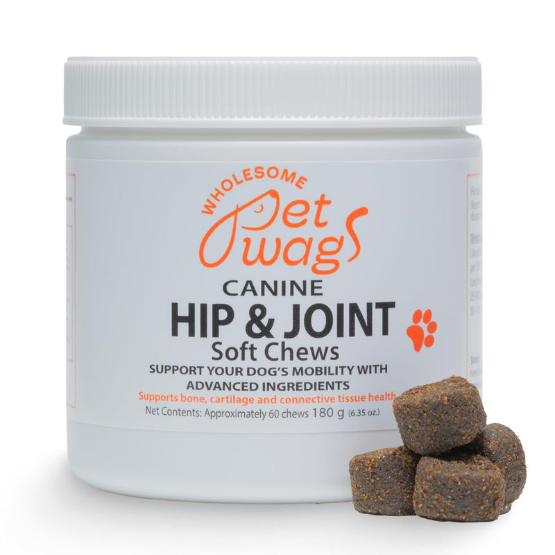 Canine Hip & Joint Soft Chews | Supplement for Dogs, Glucosamine, Collagen, Chondroitin, Turmeric Supplements, Dog Joint Health Support | 60 Chews (180g, 6.35 oz.) - PawsPlanet Australia