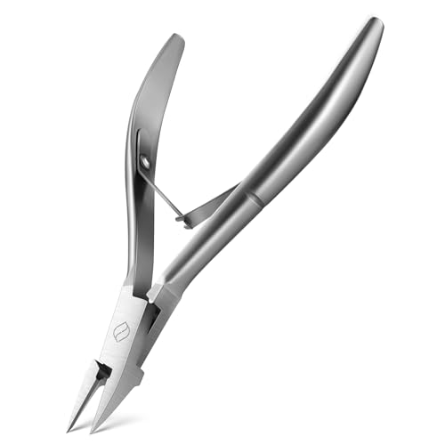 FERYES Ingrown Toenail Clippers Straight Blade Toe Nail Clippers for Thick Nails for Seniors, Stainless Steel Nail Clippers for Thick Toenails - Ultra-Slim 16mm Blade Fingernail Clippers Silver