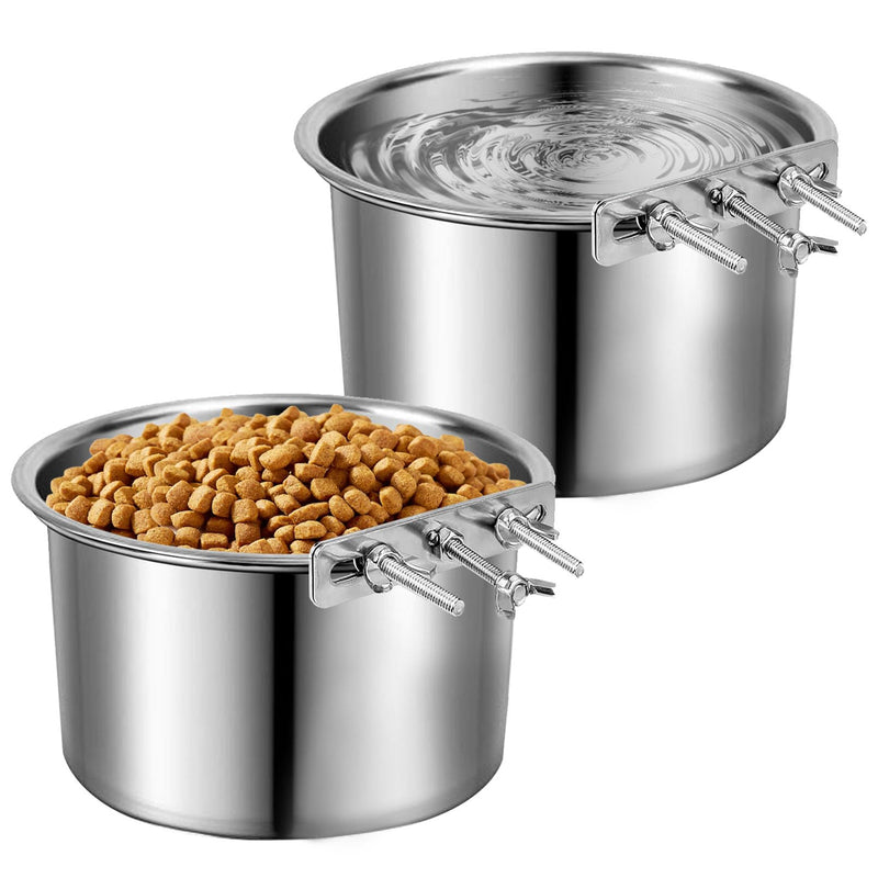Stainless Steel Dog Bowls,2 Pack Dog Crate Water Bowl No Spill Kennel Water Bowl Hanging Cage Accessories Durable Pet Feeder Dish for Cat Puppy Bunny Guinea Pig Ferret (M:7"×4.3") M:6.3"×4" - BeesActive Australia