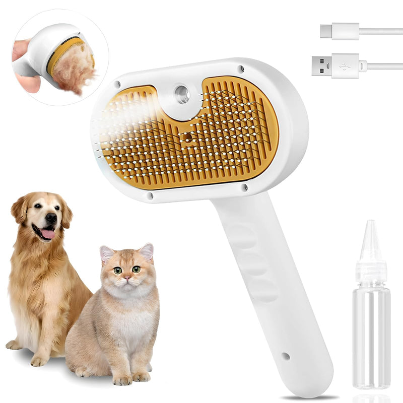 Cat Steam Brush, Cat Brushes for Indoor Cats, 3 In 1 Cat Hair Brush for Effective Hair Removal, Cat Brush for Shedding for Long & Short Haired Cats & Dogs - BeesActive Australia