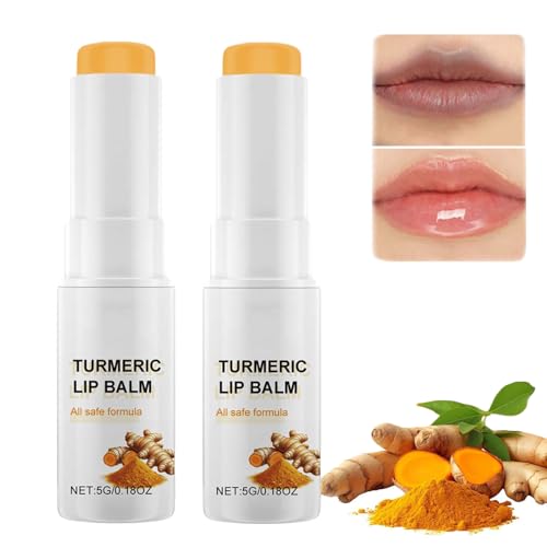 Lip Lightening for Dark Lips, Turmeric Lip Balm, Moisturizing Lip Care for Dry Lips, Lip Exfoliator Scrub for Lip Softening & Hydration (2PC) 2PC