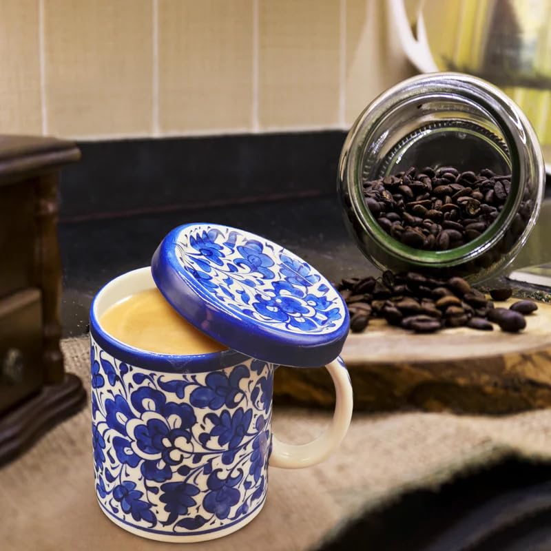 NatureBoost Blue Pottery Cup with lid - PawsPlanet Australia