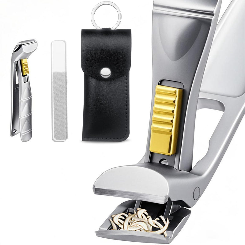 Toenail Clippers for Thick Toenails-Angled Head,Toe Nail Clippers for Thick Nails for Seniors,Finger Nail Clippers for Men with Wide Jaw Opening, Heavy-Duty Nail Cutters Silvery