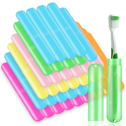 SIKEMAY 50 PCS Travel Toothbrush Holder Bulk, Back to School, Classroom Pencil Case for Kids, Toothbrush Case for Travel, Bathroom, Indoor, Outdoor, Trip, Camping, School 50 pack