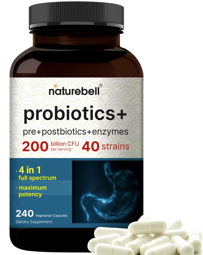 Probiotic 200 Billion CFU ‚Äì 40 Strains Per Serving | 240 Veggie Capsules with Prebiotics and Probiotics for Digestive Health ‚Äì Gut Health & Bloating Support | Daily Probiotics for Women & Men - BeesActive Australia