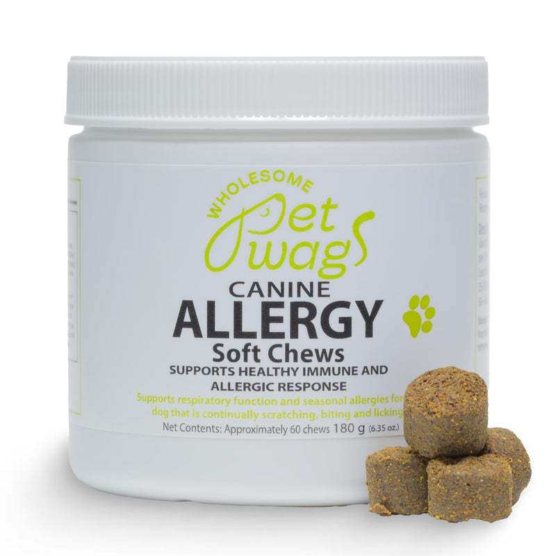 Canine Allergy Soft Chews | Dog Allergy Relief Supplements, Anti Itch Bites for Dogs, for Healthy Immune Response, for Itchy Skin, Probiotic Treats | 60 Chews, 180g, 6.35 oz - PawsPlanet Australia