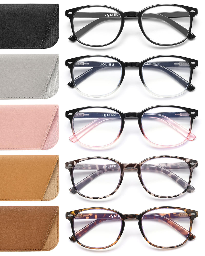 5 Pack Reading Glasses For Women, Blue Light Blocking Computer Reader Spring Hinge Eyeglasses Multicolor a 2.0 x - BeesActive Australia