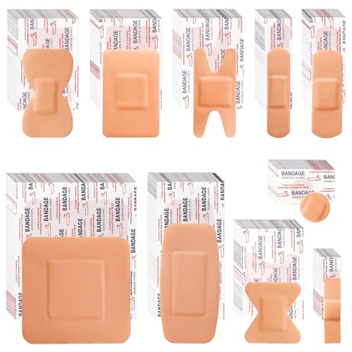 Bandages Variety Pack - 800 Pcs Assorted Bandages Bulk, Large Adhesive Fingertip Bandage, Waterproof Bandage Breathable for First Aid and Protect Wounds (10 Styles) 800 Count (Pack of 1)