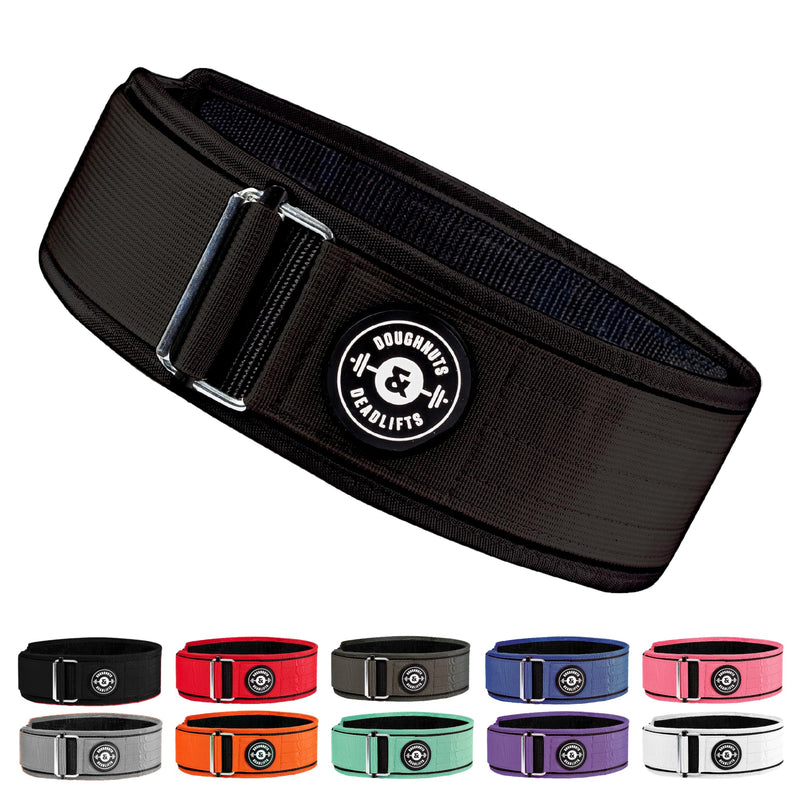 Weight Lifting Belt for Squats, Weightlifting Belt for Deadlifts - 4in Back Support for Bodybuilding | Powerlifting, Locking Metal Buckle, Weight Lifting Belts for Men - Quick Locking Medium Black