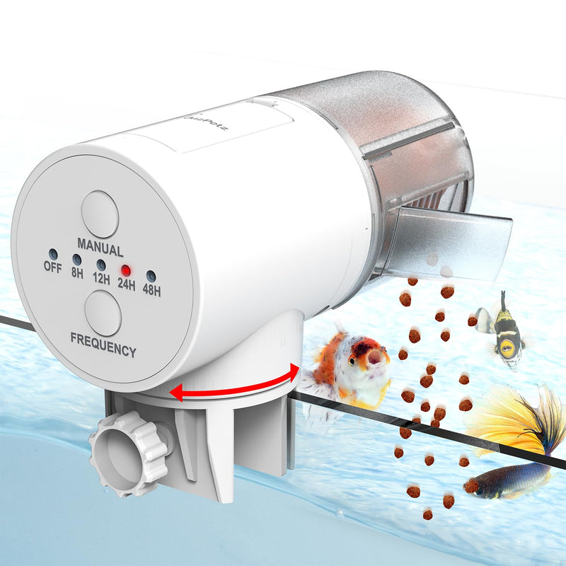 Automatic Fish Feeder Dispenser for Aquarium, 200ml Large Capacity Auto Turtle Fish Feeder for Small Tank, Battery Powered Food Feeding Timer for Flakes Pellet Vacation, Batteries Included - BeesActive Australia