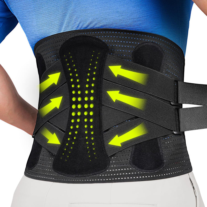 Back Brace for Men Lower Back Pain Women Relief with 360-Degree Biochemical Hug Support without Suspenders Back Support Belt Soft Breathable Fabric Lumbar Support for Herniated Disc Sciatica M Medium Obsidian