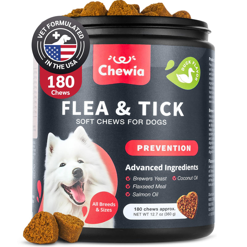 Dog Flea and Tick Treatment Chews - Flea and Tick Prevention for Dogs - Flea & Tick Chewables - Natural Dog Flea & Tick Control Soft Treats - Flea Chewables for Dogs - Immune Support Supplement Duck 180 count - BeesActive Australia