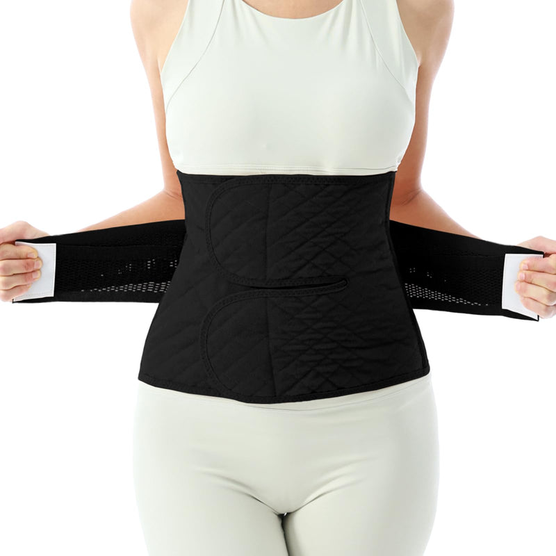 Allaugh Postpartum Belly Band for Women: Abdominal Binder Post Surgery Compression Belt - Post Partum Waist Binder C Section Recovery Wrap Black Large