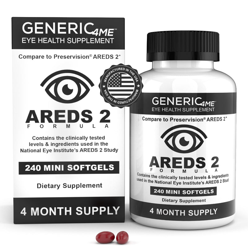 AREDS 2 SoftGels, 500 mg Vitamin C, 400 IU Vitamin E, 10 mg Lutein, 2 mg Zeaxanthin, 80 mg Zinc, 2 mg Copper - Supports Eye Health - 240 Mini SoftGels (Four Month Supply) 240 Count (Pack of 1)