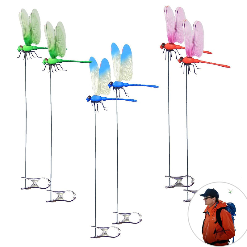 Dragonfly Clip Bug Repe Llent - 3D Dragonfly Clips, 6 Pack - Deer and Horse Fly Deterrent for Indoor/Outdoor Garden