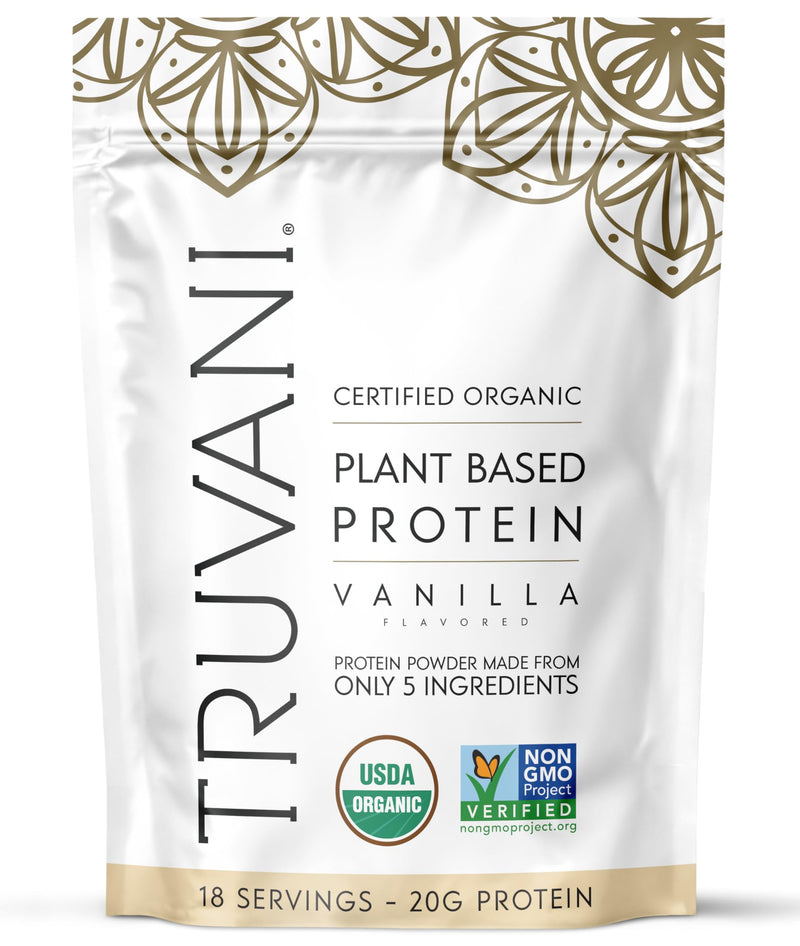 Truvani Vegan Pea Protein Powder | Vanilla | 20g Organic Plant Based Protein | 18 Servings | Keto | Gluten & Dairy Free | Low Carb | No Added Sugar 18 Servings (Pack of 1) - BeesActive Australia