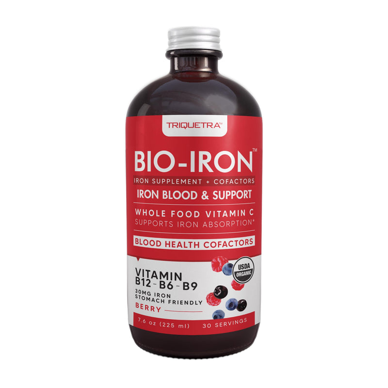 Liquid Iron Supplement | Organic Certified, Berry Flavor - Whole Food Vitamin C Absorption Boost & Blood Building B Vitamins - Methyl B12, L-Methylfolate & B6 - Supports Healthy Iron Levels - 7.6 oz