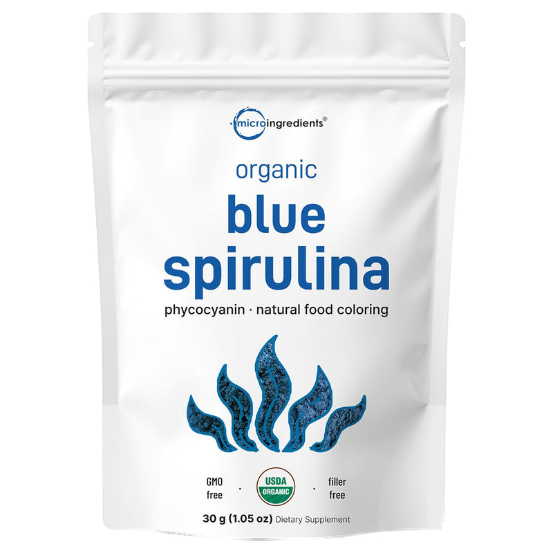Organic Blue Spirulina Powder (Phycocyanin Extract), 30 Servings - No Fishy Smell, 100% Vegan Protein from Blue-Green Algae, Natural Luminous Food Coloring for Smoothies, Baking, Drinks & Cooking - BeesActive Australia