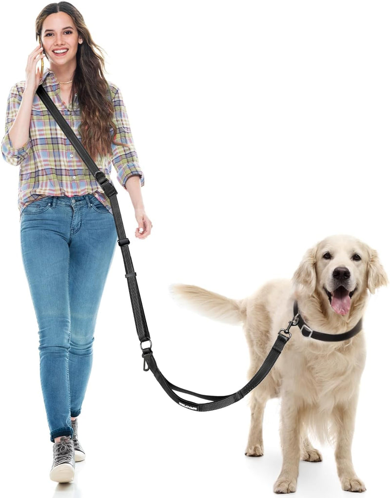Hands Free Dog Leash, Multifunctional Crossbody Dog Leash, 5.9-9.5Ft Long Dog Leash with Car Seatbelt and Double-Sided Reflective Stitches for Medium and Large Dogs Walking, Jogging(Black) Black - BeesActive Australia