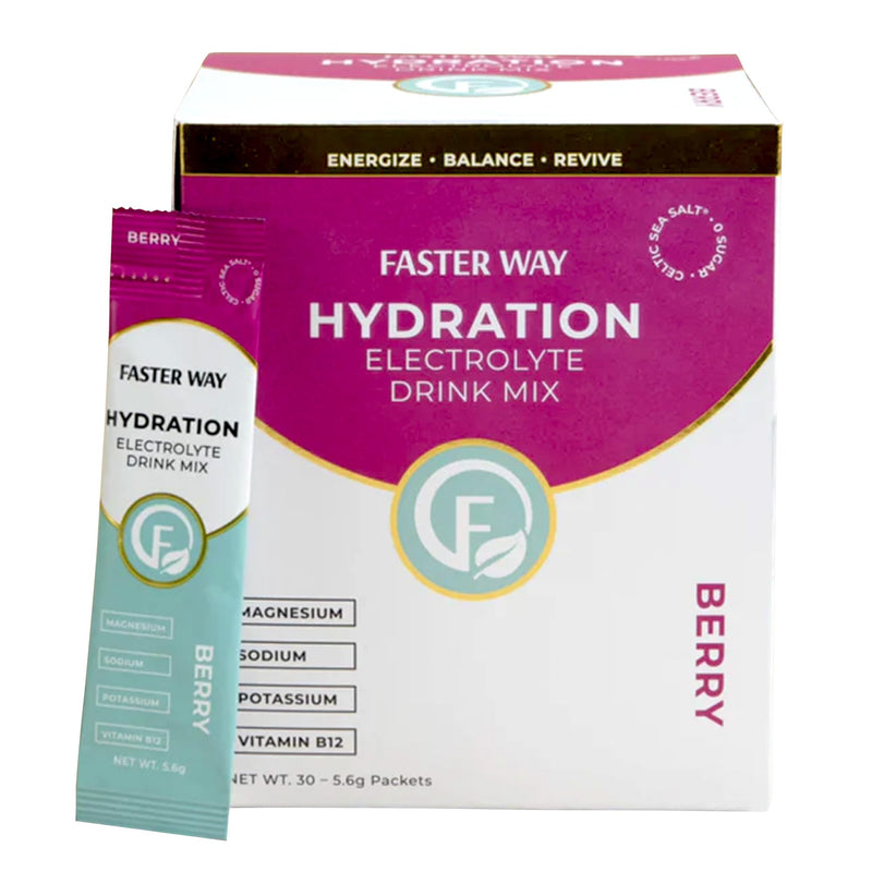 Faster Way - Hydration - Electrolyte Drink Mix - Berry - 30 Pack | With Apple Cider Vinegar, Choline, Probiotics & Natural B Vitamins - Powder Packets - Zero Sugars - Gluten Free