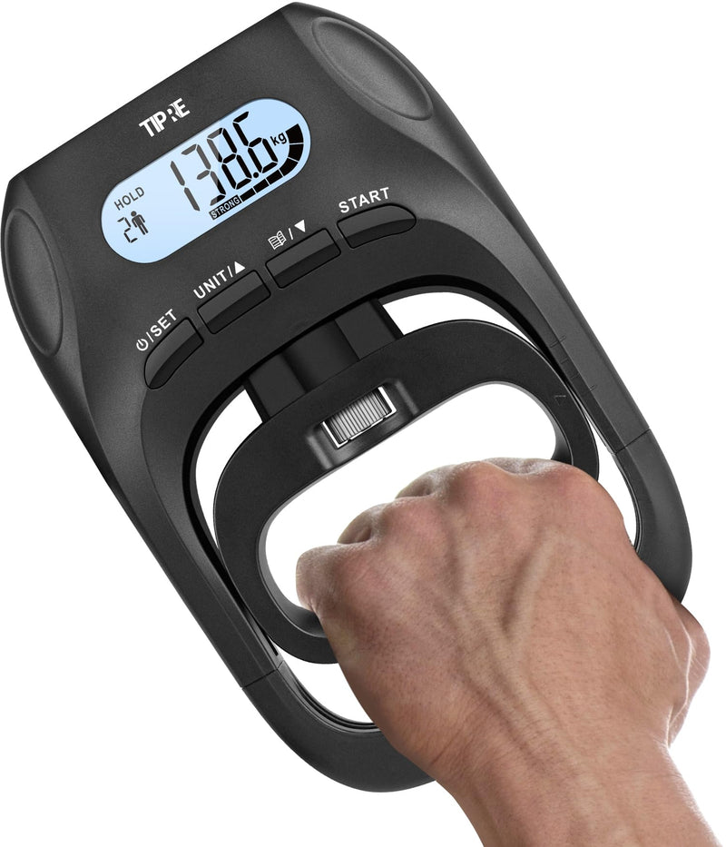 396lbs/180kg Grip Strength Tester, Hand Grip Dynamometer, Digital Grip Strength Tester with LCD Display, Adjustable Hand Grip Training Gauge, Hand Grip Testing for Sports Home School Use Black