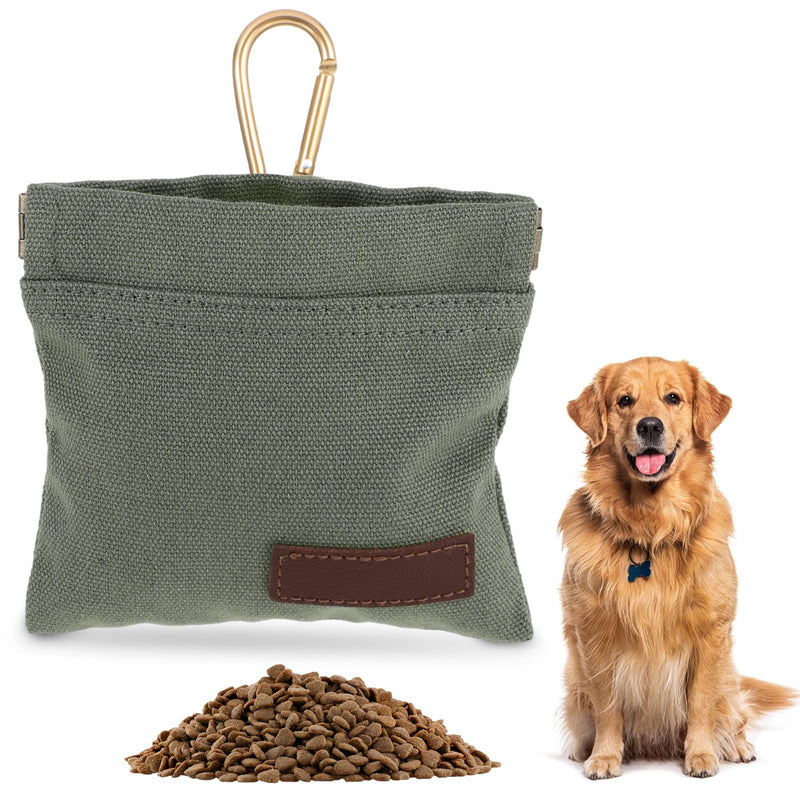 Dog Training Treat Pouch with Carabiner, Portable Puppy Treat Pouches for Pet Training, Hand Free Dog Walking Bag, Dog Food Dispenser for Pet Puppy Travel or Outdoor Use(Army Green) - BeesActive Australia